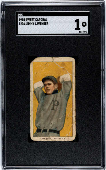 1910 T206 Jimmy Lavender Sweet Caporal 350 SGC 1 front of card