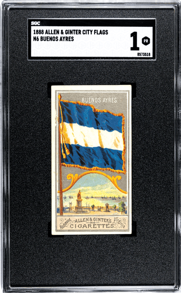 1888 N6 Allen & Ginter Buenos Ayres / Aires City Flags SGC 1 front of card
