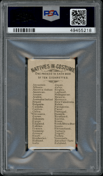 1886 N16 Allen & Ginter Patagonia Natives in Costume PSA 2 back of card