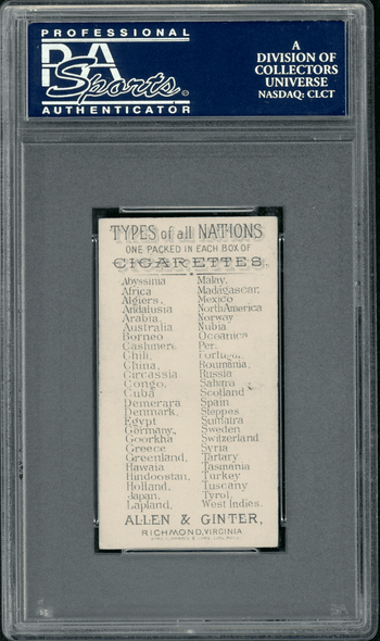 1889 N24 Allen & Ginter Switzerland Types of all Nations PSA 2 back of card