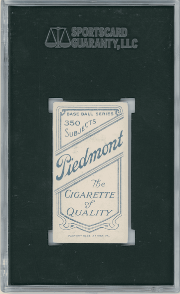 1910 T206 Fred Parent Piedmont 350 SGC 2.5 back of card