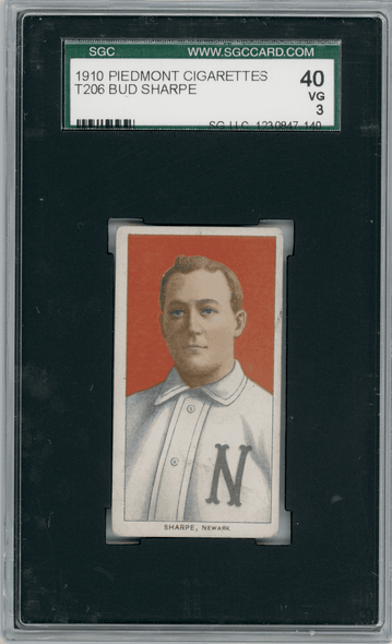 1910 T206 Bud Sharpe Piedmont 350 SGC 3 front of card