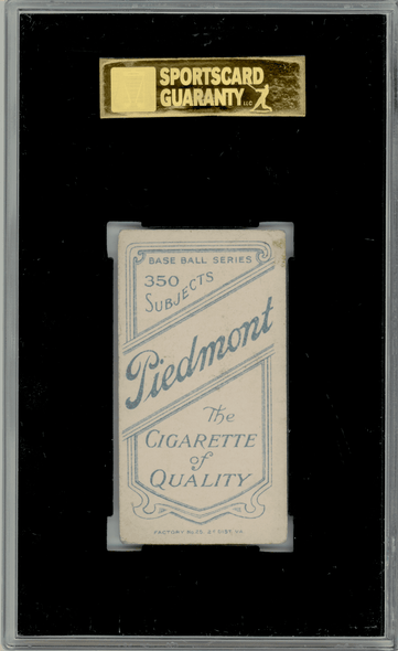 1910 T206 Bud Sharpe Piedmont 350 SGC 3 back of card