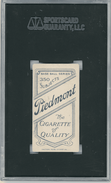 1910 T206 Dan Moeller Piedmont 350 SGC 5 back of card