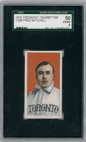 1910 T206 Fred Mitchell Piedmont 350 SGC 4 front of card