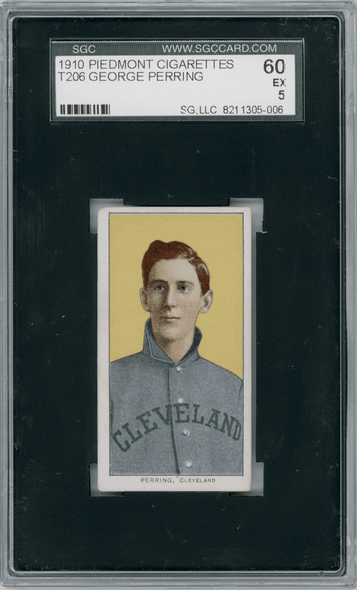 1910 T206 George Perring Piedmont 350 SGC 5 front of card