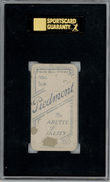 1910 T206 Rube Oldring Fielding Piedmont 350 SGC 1 back of card