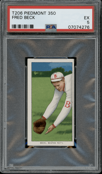 1910 T206 Fred Beck Piedmont 350 PSA 5 front of card