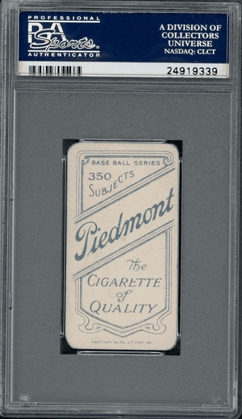 1910 T206 Wilbur Goode - Good Good Piedmont 350 PSA 2 back of card