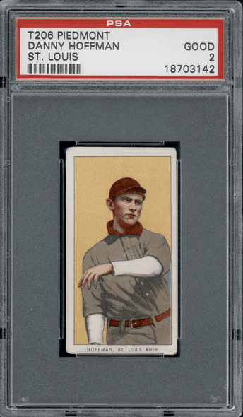 1910 T206 Danny Hoffman St. Louis Piedmont 350 PSA 2 front of card