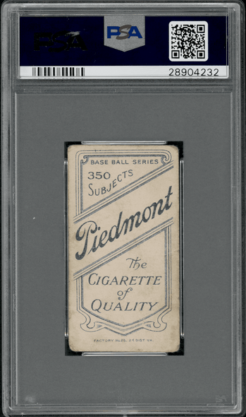 1910 T206 Davy Jones Detroit Piedmont 350 PSA 1 back of card