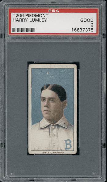 1910 T206 Harry Lumley Piedmont 350 PSA 2 front of card