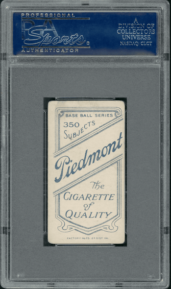 1910 T206 Harry Lumley Piedmont 350 PSA 2 back of card