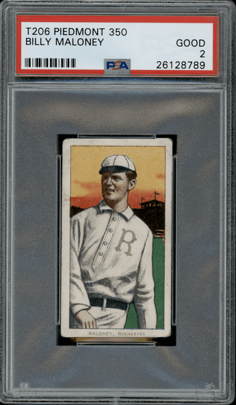 1910 T206 Bill Maloney Piedmont 350 PSA 2 front of card