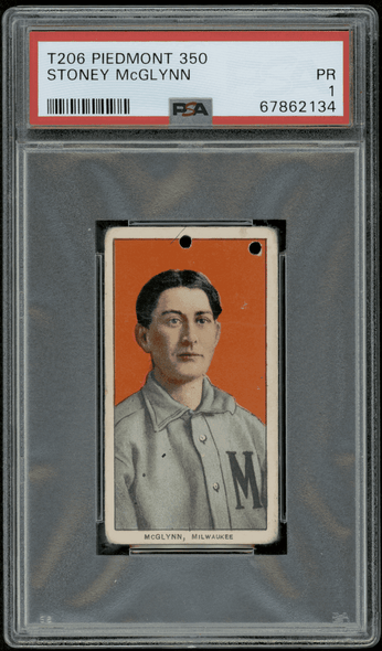 1910 T206 Stoney McGlynn Piedmont 350 PSA 1 front of card