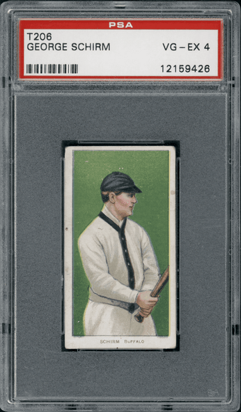 1910 T206 George Schirm Piedmont 350 PSA 4 front of card