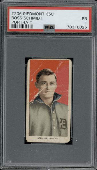 1910 T206 Boss Schmidt Portrait Piedmont 350 PSA 1 front of card