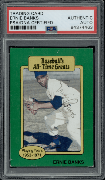 1987 Baseball's All-Time Greats Ernie Banks PSA Auto front of card