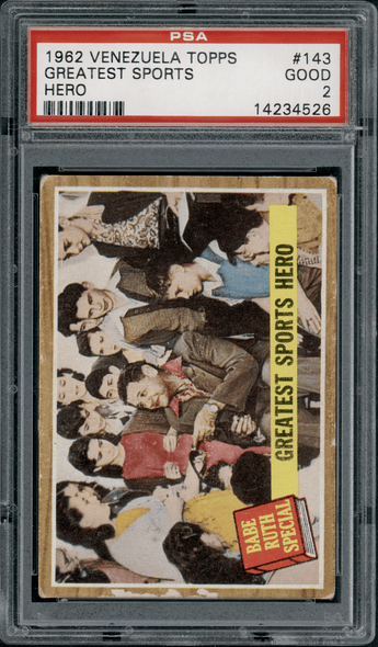 1962 Topps Venezeula Babe Ruth Greatest Sports Hero #143 PSA 2 front of card