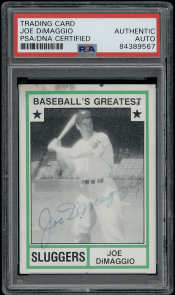 1982 Baseball's Greatest Joe DiMaggio On Card Autograph PSA A front of card