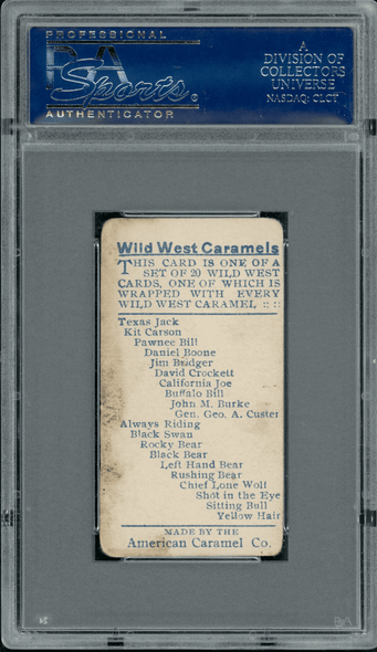 1910 American Caramel Co. E49 Left Hand Bear Wild West PSA 2 back of card