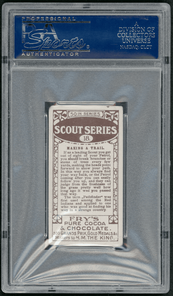 1912 J.S. Fry & Sons Making a Trail Scout Series #18 Fry's Pure Cocoa & Chocolate PSA 3 back of card