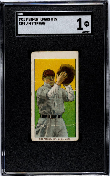 1910 T206 Jim Stephens Piedmont 350 SGC 1 front of card