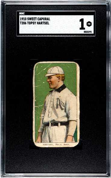 1910 T206 Topsy Hartsel Sweet Caporal 350 SGC 1 front of card