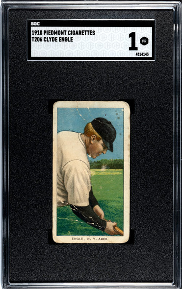 1910 T206 Clyde Engle Piedmont 350 SGC 1 front of card