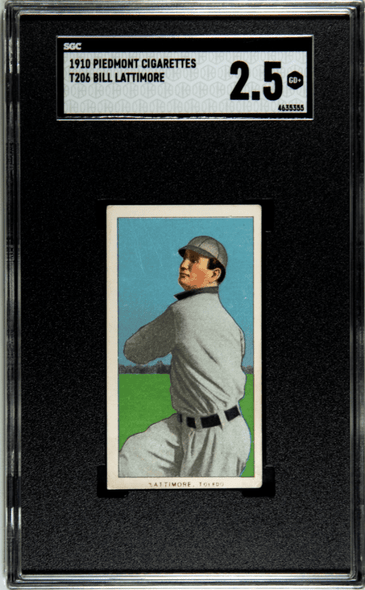 1910 T206 Bill Lattimore Piedmont 350 SGC 2.5 front of card