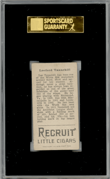 1912 T207 Leeford Tannehill Recruit Little Cigars SGC 5 back of card