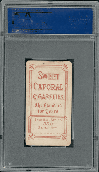 1910 T206 Art / Otto Kruger Mispelled Krueger Sweet Caporal 350 PSA 4 back of card