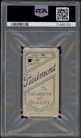 1911 T206 Fred Payne Piedmont 350-460 PSA 1 back of card