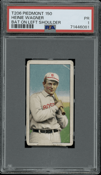 1909 T206 Heinie Wagner Bat on Left Shoulder Piedmont 150 PSA 1 front of card