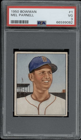 1950 Bowman Mel Parnell #1 PSA 3 front of card