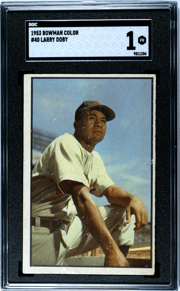 1953 Bowman Color Larry Doby #40 SGC 1 front of card