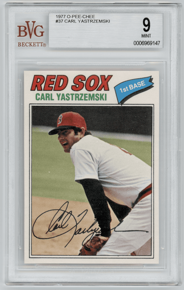 1977 O-Pee-Chee Carl Yastrzemski #37 BVG 9 front of card