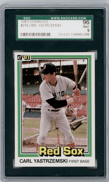 1981 Donruss Carl Yastrzemski #214 SGC 9 front of card