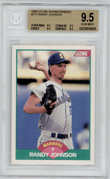 1989 Score Rookie Traded Randy Johnson #77T BGS 9.5 front of card