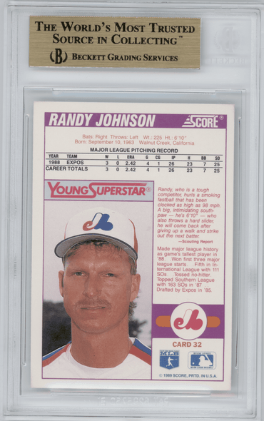 1989 Score Young Superstars II Randy Johnson #32 BGS 9.5 back of card