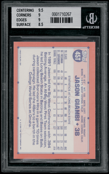 1991 Topps Traded Baseball #45T Jason Giambi Rookie Card