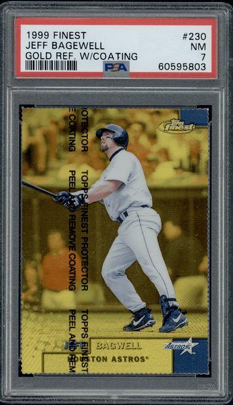 1999 Finest Jeff Bagwell Gold Refractor with Coating 010/100 #230 PSA 7 front of card
