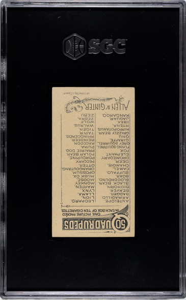 1890 N21 Allen & Ginter Opossum 50 Quadrupeds SGC 5 back of card
