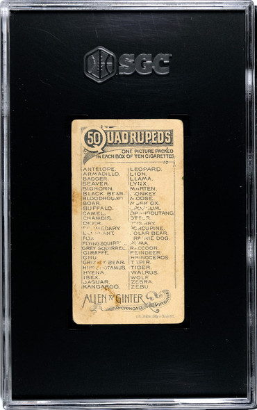 1890 N21 Allen & Ginter Reindeer 50 Quadrupeds SGC 2 back of card