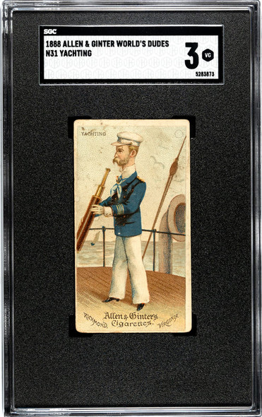 1888 N31 Allen & Ginter Yachting Worlds Dudes SGC 3 front of card