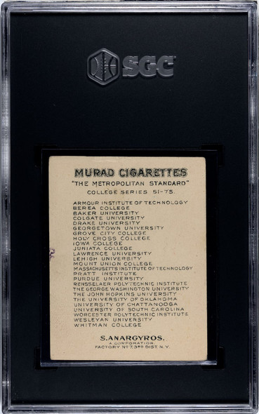1910 T51 Murad Cigarettes Massachusetts Institute of Technology (MIT) College Series SGC 3 back of card