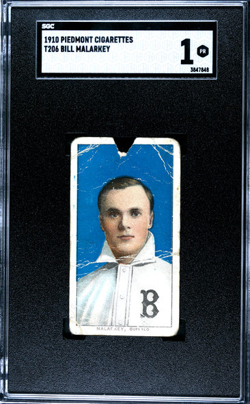1910 T206 Bill Malarkey Piedmont 350 SGC 1 front of card