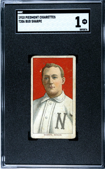 1910 T206 Bud Sharpe Piedmont 350 SGC 1 front of card