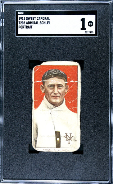 1911 T206 Admiral Schlei Portrait Sweet Caporal 350-460 SGC 1 front of card