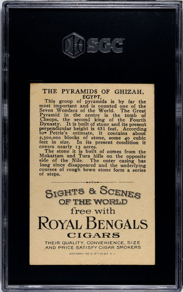 1911 T99 The Pyramids Royal Bengals Cigars Sights and Scenes SGC 6 back of card